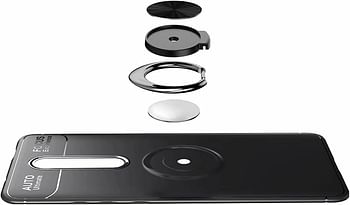 Dalchen Compatible for Case Xiaomi 9T Pro, Invisible Metal 360°Rotatable Ring Bracket, Kickstand for Magnetic Car Mount, Shockproof Cover, 2* Screen Protector-Black