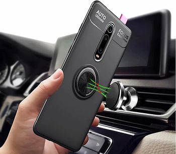 Dalchen Compatible for Case Xiaomi 9T Pro, Invisible Metal 360°Rotatable Ring Bracket, Kickstand for Magnetic Car Mount, Shockproof Cover, 2* Screen Protector-Black