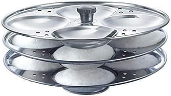 Stainless Steel Idli Stand, Idli Maker, Kitchen Appliances, 3 Rack Idli Stand Makes 12 Idlis