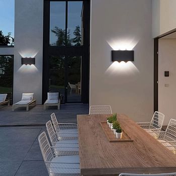 LED Wall Light, Eleyam Modern Aluminum Waterproof Outdoor and Indoor Wall Lamp 3000K Warm Light Directional 6-Light Up and Down, Black