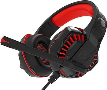 ASA Gaming Headset for PC, Laptop, PS4, PS5, Xbox One, Nintendo Switch with Detachable Noise Cancelling Microphone Cable, 3.5mm Jack, Bass Surround, Wired, Over-Ear (A10 RED)