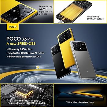 POCO X6 Pro ثنائي الشريحة 12 جيجا بايت رام 512 جيجابايت 5G - أصفر