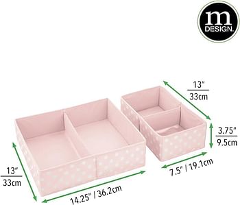 mDesign Soft Fabric Dresser Drawer and Closet Storage Organizer for Child/Kids Room Nursery - Divided 2 Compartment Organizer - Fun Polka Dot Print Set of 8 - Pink with White Dots