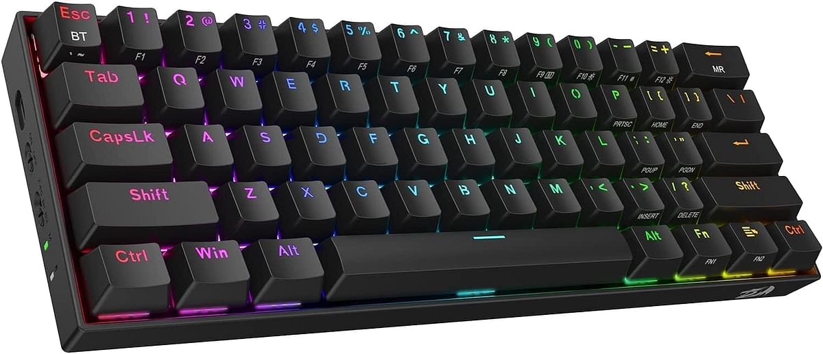 Redragon K530 Pro Draconic 60% Wireless RGB Mechanical Compact Gaming Keyboard, Bluetooth 2.4Ghz  3-Mode 61 Keys 100% Hot-Swap Socket, Free-Mod Plate Mounted PCB & Tactile Brown Switch - Black