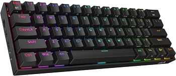 Redragon K530 Pro Draconic 60% Wireless RGB Mechanical Compact Gaming Keyboard, Bluetooth 2.4Ghz  3-Mode 61 Keys 100% Hot-Swap Socket, Free-Mod Plate Mounted PCB & Tactile Brown Switch - White