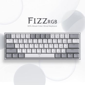 Redragon K617 Fizz 60% Wired RGB Gaming Keyboard, 61 Keys Compact Mechanical Keyboard Linear Red Switch, Pro Driver Software Supported - White and Grey Color