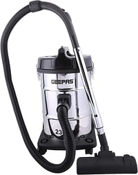 Geepas GVC2597 2-in-1 Blow and Dry Vacuum Cleaner 2300W Powerful Copper Motor, 23L Stainless Steel Tank Dust Full Indicator