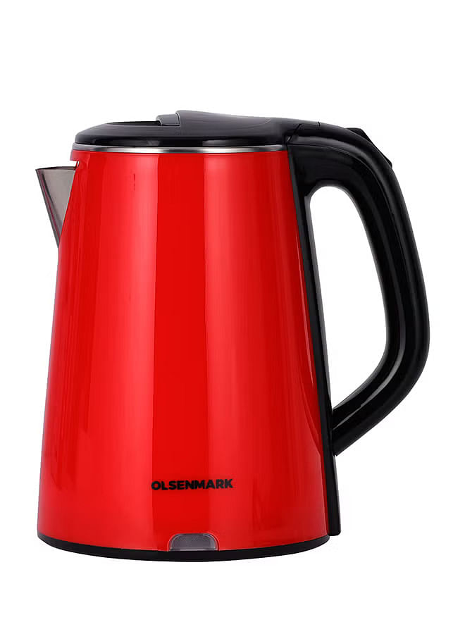 Olsenmark Stainless Steel Electric Kettle 2.2 L 1500 W OMK2147 - Red, Black