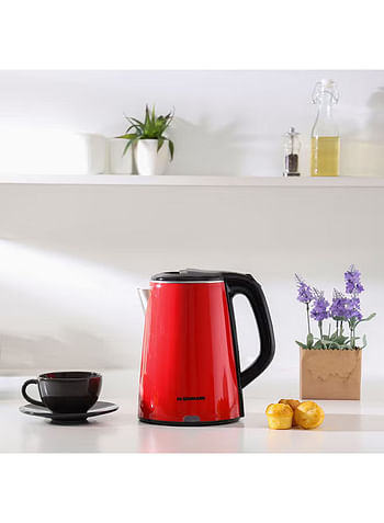 Olsenmark Stainless Steel Electric Kettle 2.2 L 1500 W OMK2147 - Red, Black