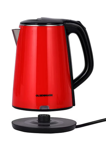 Olsenmark Stainless Steel Electric Kettle 2.2 L 1500 W OMK2147 - Red, Black