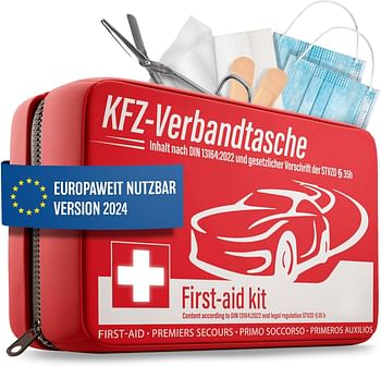 HELDENWERK Car First Aid Kit 2023 TÜV Tested and Used European Wide (StVO Compliant) – Car First Aid Kit First Aid Kit DIN 13164 Certified – Car First Aid Kit Bag, First Aid Kit