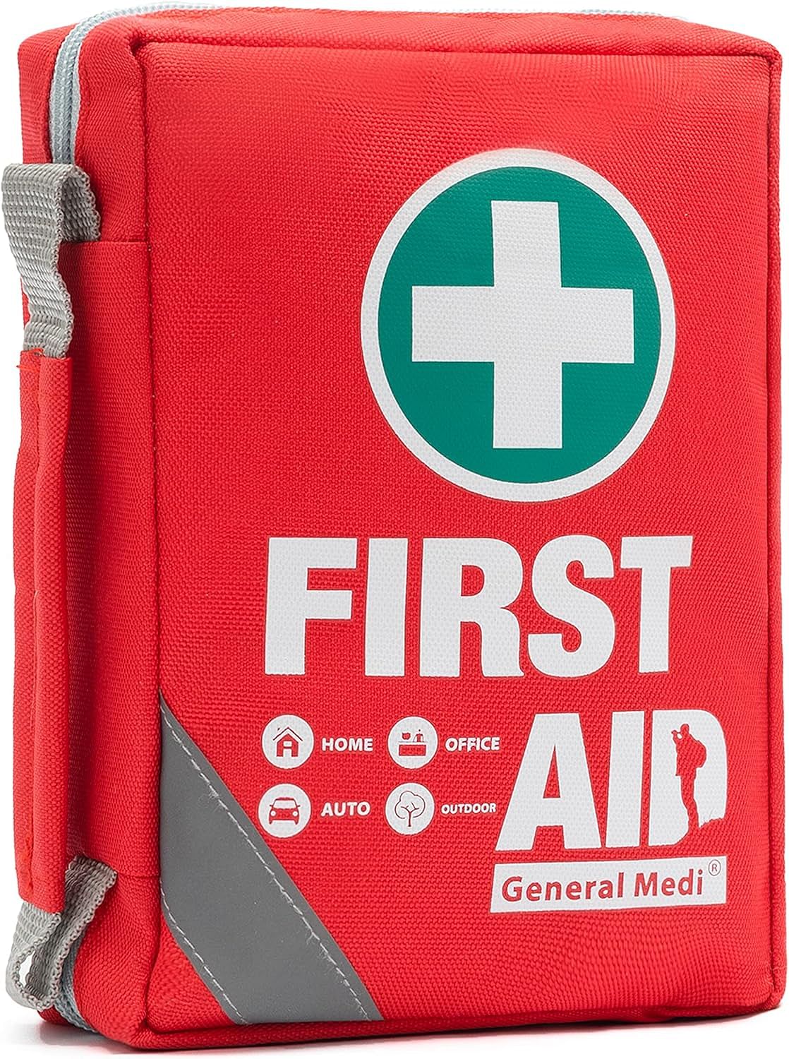 First Aid Kit - Small Compact First Aid Kit Bag (175 Piece) - Reflective Bag Design- Includes 2 x Eyewash Instant Cold Pack Emergency Blanket for Travel Home Office Vehicle Camping