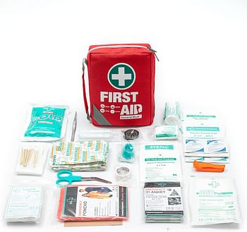 First Aid Kit - Small Compact First Aid Kit Bag (175 Piece) - Reflective Bag Design- Includes 2 x Eyewash Instant Cold Pack Emergency Blanket for Travel Home Office Vehicle Camping