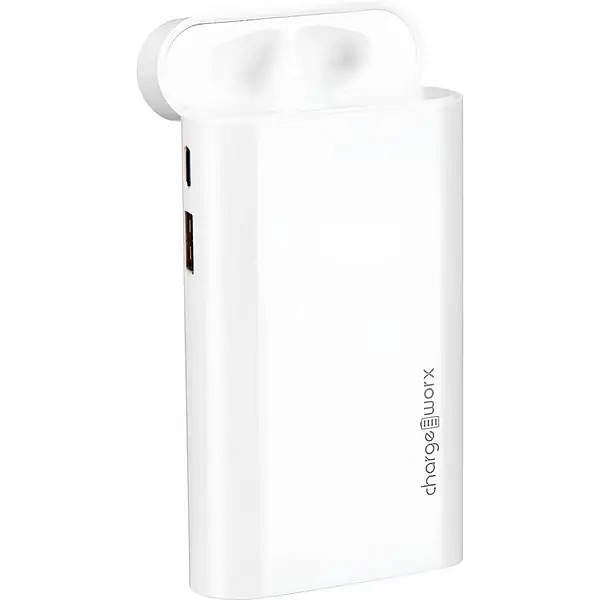 Chargeworx Power Bank 10000 Mah Dual Usb Slim With Airpod Holder (CX6866WH) White