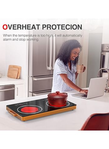 Silver Crest New Intelligent Electric Ceramic Stove, Double Burner Infrared Cooker Hot Plates, Electric Ceramic Oven SC-7032 for All Pots