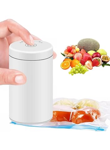 All Rounded Mini Portable Vacuum Pump 2 in 1 for Food, Food Vacuum Machine with Built in Sealing System, Portable Battery Powered Food Vacuum Packaging Machine