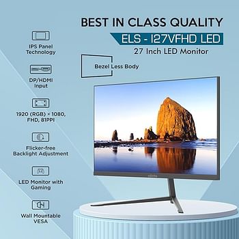 Elista LED 27 Inch FHD  LED Monitor with IPS Panel Technology HDMI & DP Input with LED Monitor Gaming ELS - I27VFHD