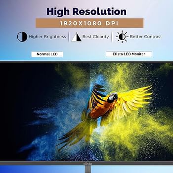 Elista FHD LED 22 Inch FHD LED Monitor with IPS Panel Technology HDMI & DP Input with LED Monitor with Gaming  ELS-V22V