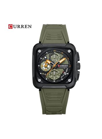 CURREN 2024 New  Watch 8461 Men's Watch Import Quartz Movement 30M Waterproof Wristwatch Luminous Hands Date High Quality Silicone Band- Grey