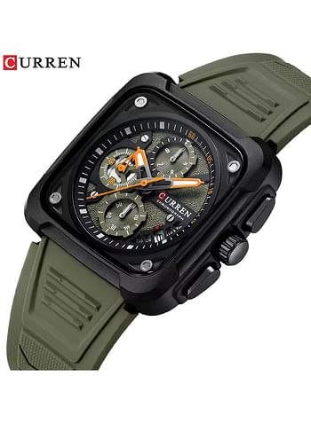 CURREN 2024 New  Watch 8461 Men's Watch Import Quartz Movement 30M Waterproof Wristwatch Luminous Hands Date High Quality Silicone Band- Grey