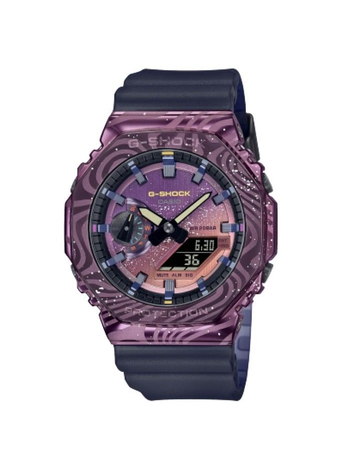 Casio G-shock Limited Milky Way Edition Men's Watch GM-2100MWG-1A octagonal bezel ion-plated metal with a laser-printed galaxy motif - purple