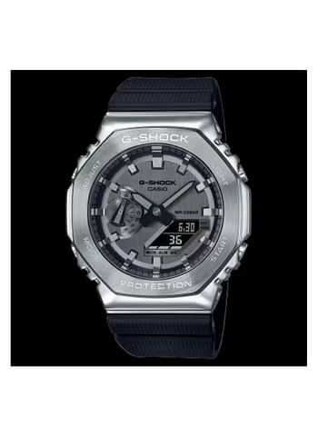 Casio G-Shock Steel Bezel & Black Strap GM-2100-1ADR - Silver