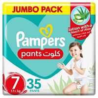 Pampers - Baby-Dry Pants Diapers with Aloe Vera Lotion 360 Fit Size 7 17+kg Mega Pack 35 Count