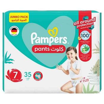 Pampers - Baby-Dry Pants Diapers with Aloe Vera Lotion 360 Fit Size 7 17+kg Mega Pack 35 Count