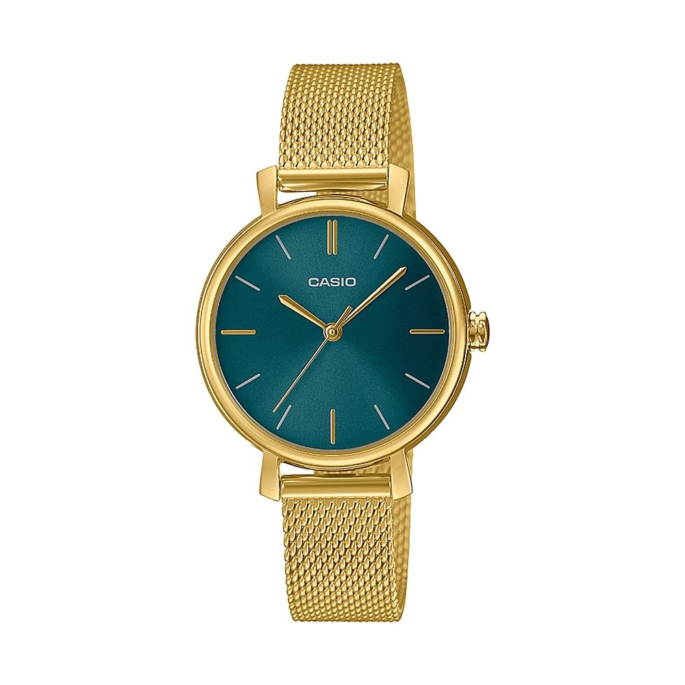 Women's Watch With Gold Bangle Set LTP-2024VMG-3CDR - Gold/Green