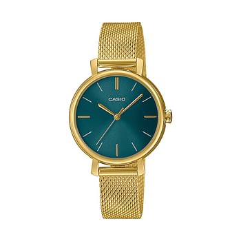 Women's Watch With Gold Bangle Set LTP-2024VMG-3CDR - Gold/Green