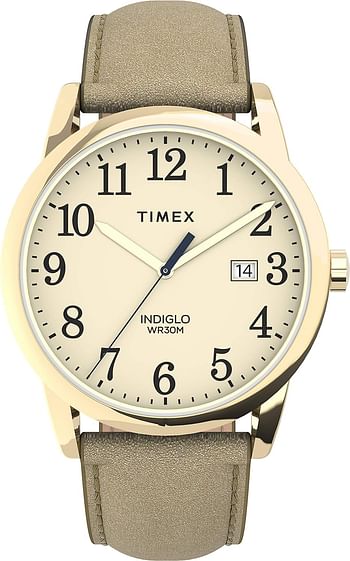 Timex Women's Easy Reader Date Leather Strap 38mm Watch Full Size - Light Gold, Cream