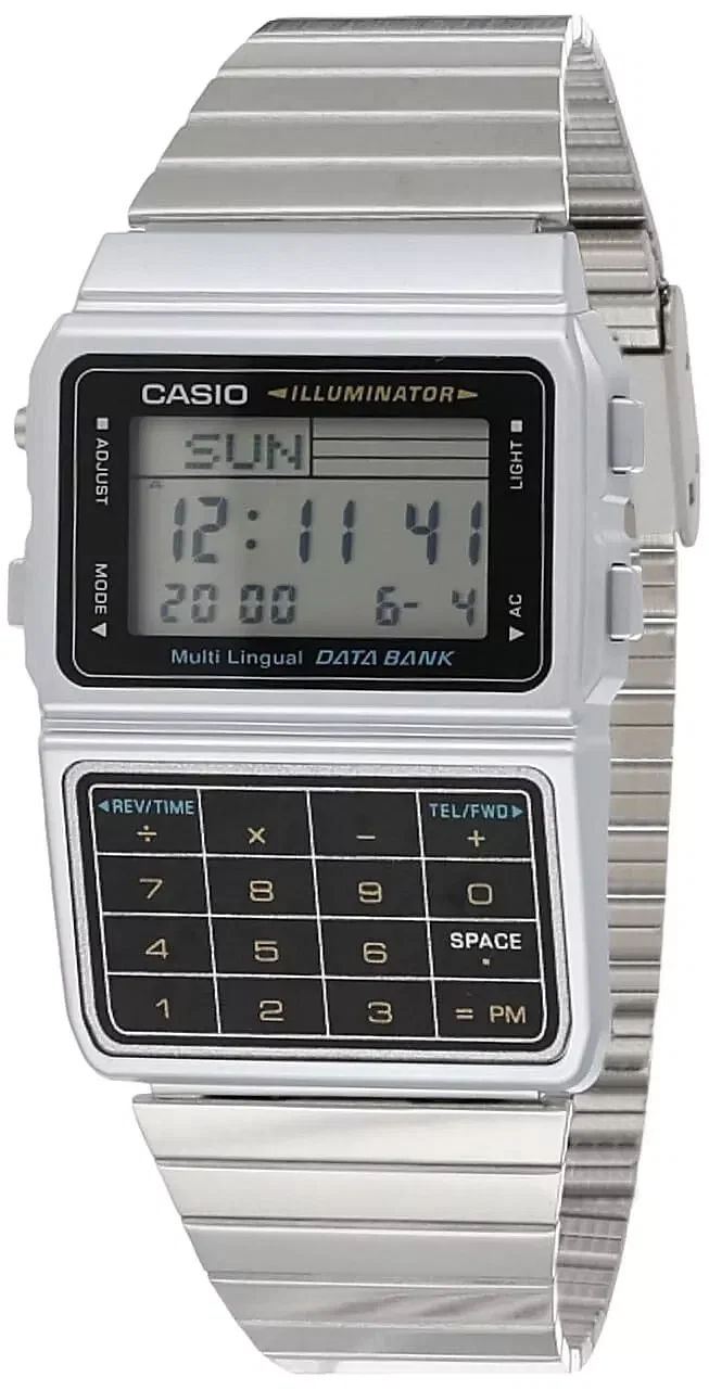 Casio Multi-Lingual Data Bank Men's Digital Dial Stainless Steel Band Watch - Dbc-611G-1