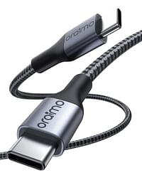 اورايمو كيبل USB C الى USB C بقدرة 100 واط، كيبل شحن سريع بطول 3 متر مغطى بالنايلون متوافق مع ماك بوك برو/اير، ايباد برو/اير، جالكسي S21/S20، بيكسل، سويتش، والمزيد (100 واط)