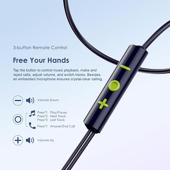 أوريمو  سماعات هالو إيري USB C شبه داخل الأذن سلكية مع ميكروفون & التحكم في مستوى الصوت، سماعات أذن سلكية من النوع C مع مشغل 14.2 مم، متوافقة مع سلسلة iPhone 15، سلسلة Galaxy S24/S23/S22 -أزرق