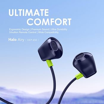 Oraimo Halo Airy USB C Earphones Semi-in ear Wired Headphones with Mic   & Volume Control, Type C Wired Earphones with 14.2mm Driver, Compatible for iPhone 15 Series, Galaxy S24/S23/S22 Series - Black