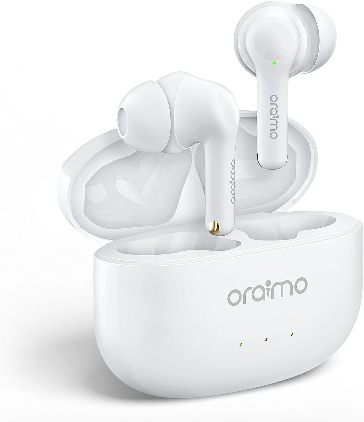 Oraimo FreePods 3C True Wireless Earbuds Bluetooth Earphone with 4-Mic Call Noise Cancelling,36H Playtime Bluetooth Headphones in-Ear Earbuds with Stereo Bass,Waterproof for Sport -White