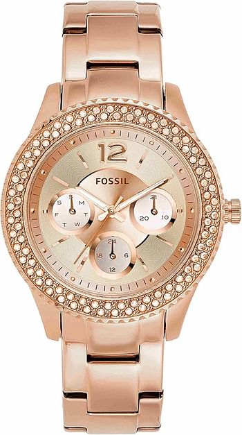 FOSSIL Stella Watch for Women, chronograph movement with Stainless steel or leather Strap