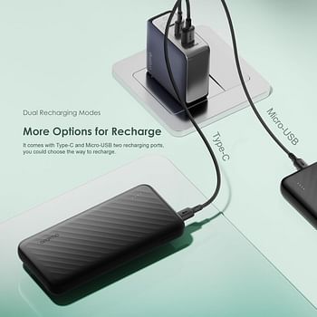 Oraimo Slice Link 10000mAh Power Bank with Built in Cables,12W Fast Charging,4 outputs& 2 inputs,Slim Portable Charger for iPhone and more1,000+ Devices,Multi-Layer Protection 12 watts | 10000mAh - Black