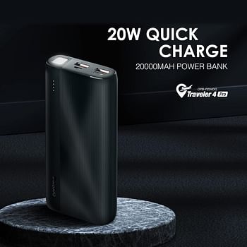 Oraimo 20000mAh Power Bank with 20W Fast Charging PD 3.0+QC3.0 Quick Charge,Triple Output, Type C &Micro Input, Multi-Layer Protection with LED Torch 20 watts | 20000mAh