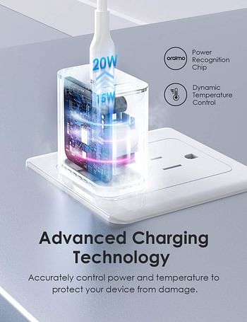 Oraimo 20W Type C Fast Charger PD 3.0 USB C Wall Adapter,Compatible for iPhone 14/14 Plus/14 Pro/14 Pro Max/13/12/12 Pro Max/11/Xs Max/XR/X