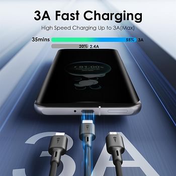 Oraimo 3 In 1 Fast Charging Cable,3A 20W Fast Multi Charging Cable,1.2M Super Fast Charging Cord With Micro Usb, Type-C And Lighting Port Compatible For Android, Ios And Type C Devices