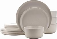 Bone China Shallow Rectory 12-piece Stoneware   Dinnerware Kitchen Ceramic Crockery Set for 4 - Off White