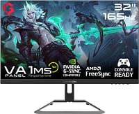 GAMEON GOE32FHD165VA E-sports Series Gaming Monitor 32 Inch, 1920x1080p FHD VA Panel, 165Hz Refresh Rate, 1ms Response Time, Adjustable Stand, Supports Adaptive Sync Premium, HDMI 2.1, HDR - Black