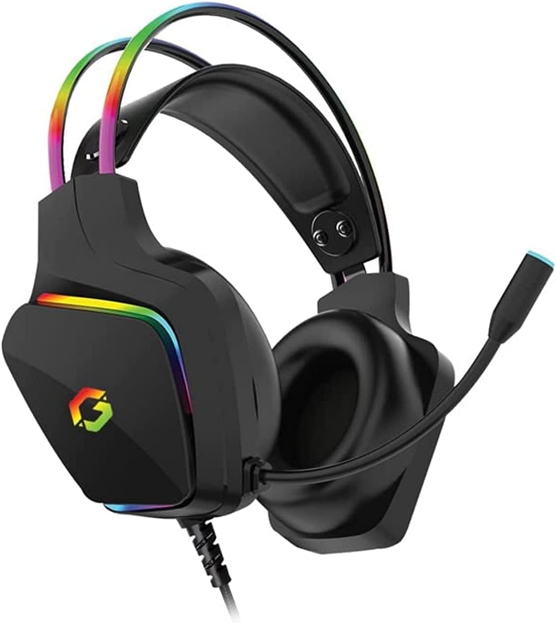 سماعة رأس للألعاب من GAMEON GO-712 RGB مع ميكروفون قابل للفصل - باللون الأسود الفاخر عازل للضوضاء وعازل للضوضاء وعازل للضوضاء وعازل عن العنف وعازل للضوضاء