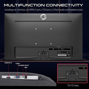 جيم اون شاشة العاب باضاءة LED باضاءة LED بحواف مضيئة للحواف GOB24FHD75IPS شاشة 24 انش (1920×1080)، 75 هرتز، 4 مللي ثانية، HDR IPS، 2 منفذ HDMI، تقنية جي سينك والمزامنة الحرة - أسود