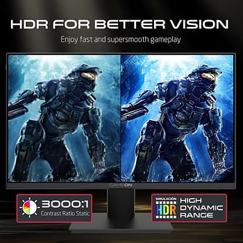 GAMEON GOB24FHD75IPS Basic-Series Gaming Monitor 24 Inch, 1920x1080p FHD IPS Panel, 75Hz Refresh Rate, 4ms Response Time, Adjustable Stand, Supports G-Sync & FreeSync, Built-in-Speakers - Black