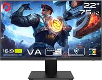 GAMEON GOB22FHD75VA Basic-Series, Black Gaming Monitor 22 inch, 1920x1080p FHD VA Panel, 75Hz Refresh Rate, 2ms Response Time, Adjustable Stand