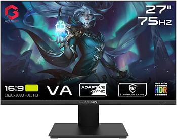 GAMEON GOE27FHD75VA Basic-Series Gaming Monitor 27 Inch, 1920x1080p FHD VA Panel, 75Hz Refresh Rate, 4ms Response Time, Adjustable Stand, Supports HDR, Built-in-speakers, Anti glare - Black