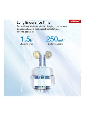 Lenovo LivePods TWS Bluetooth 5.0 Earphone Mini Portable Earbuds 9D Stereo Waterproof Sport Headphone with Mic HT38  - White