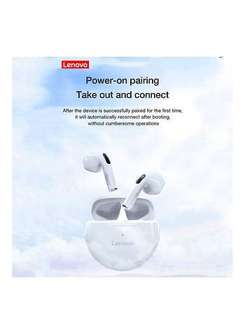 Lenovo LivePods TWS Bluetooth 5.0 Earphone Mini Portable Earbuds 9D Stereo Waterproof Sport Headphone with Mic HT38  - White